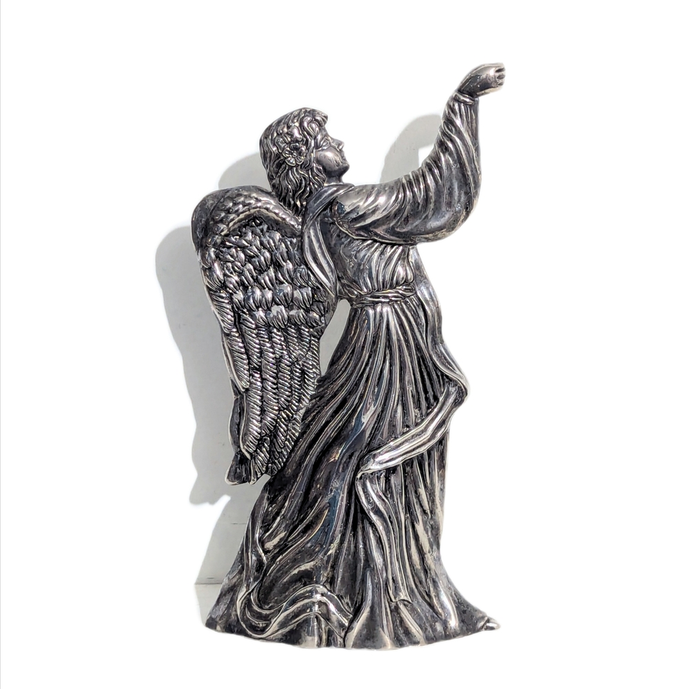 Vintage Silver Plated Angel Figurine Silver Angel Candle Holder Silver Angel